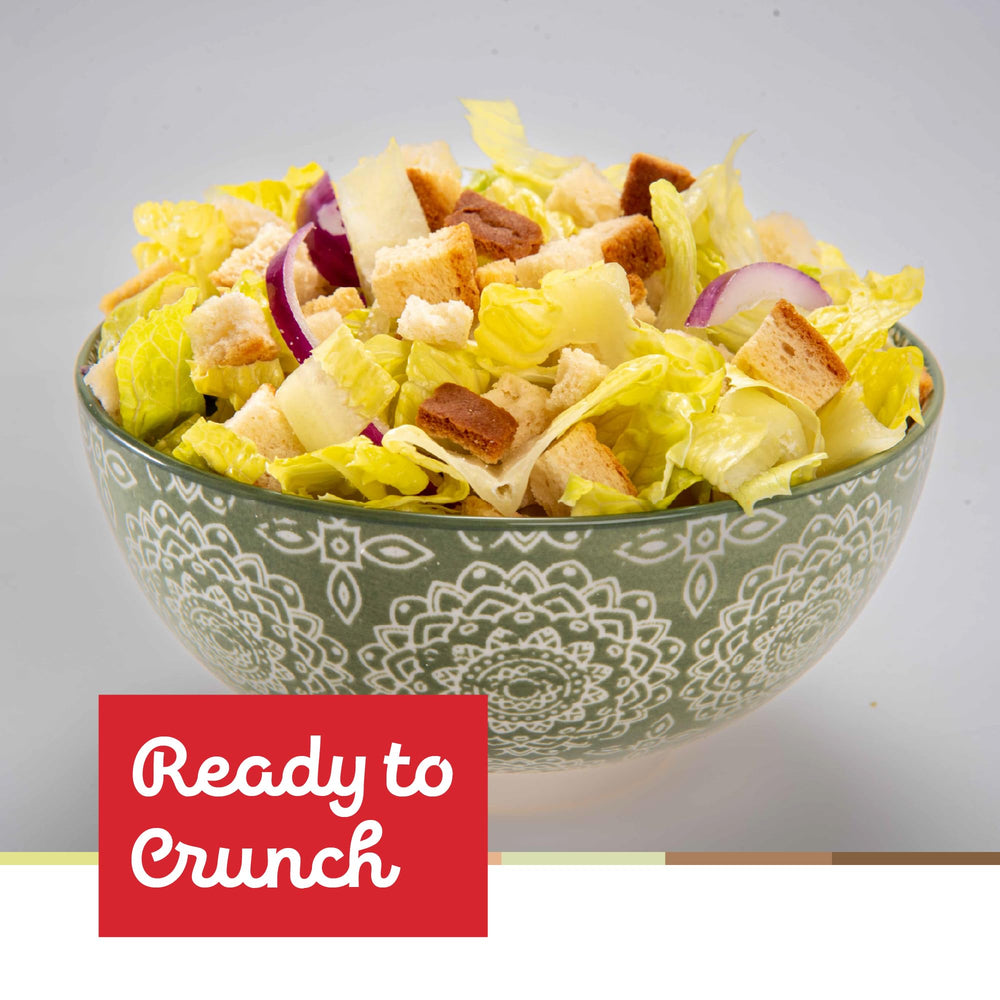 Katz Gluten Free Garlic Croutons shown as a pantry staple for easy meals.