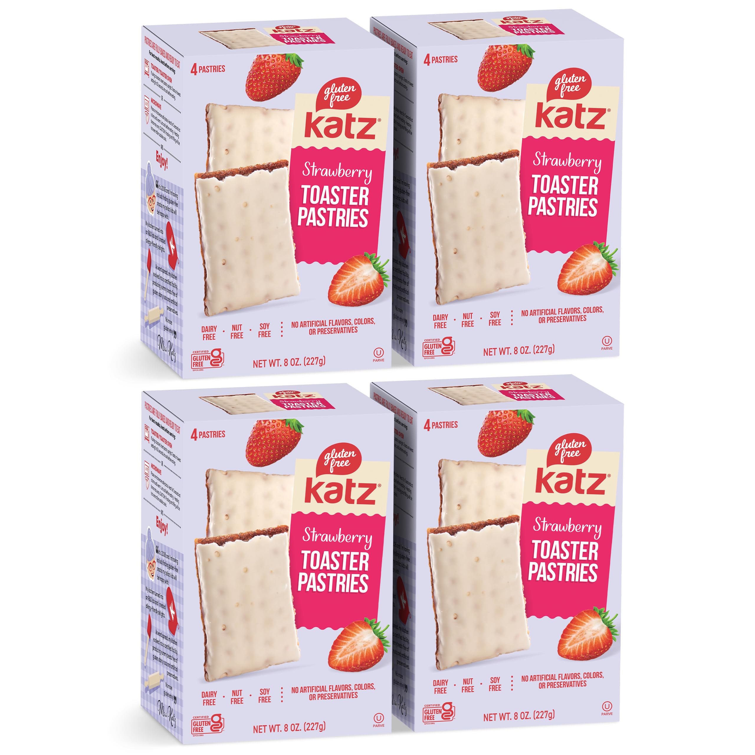 Katz Gluten Free Strawberry Toaster Pastries pack for quick on-the-go snacking.