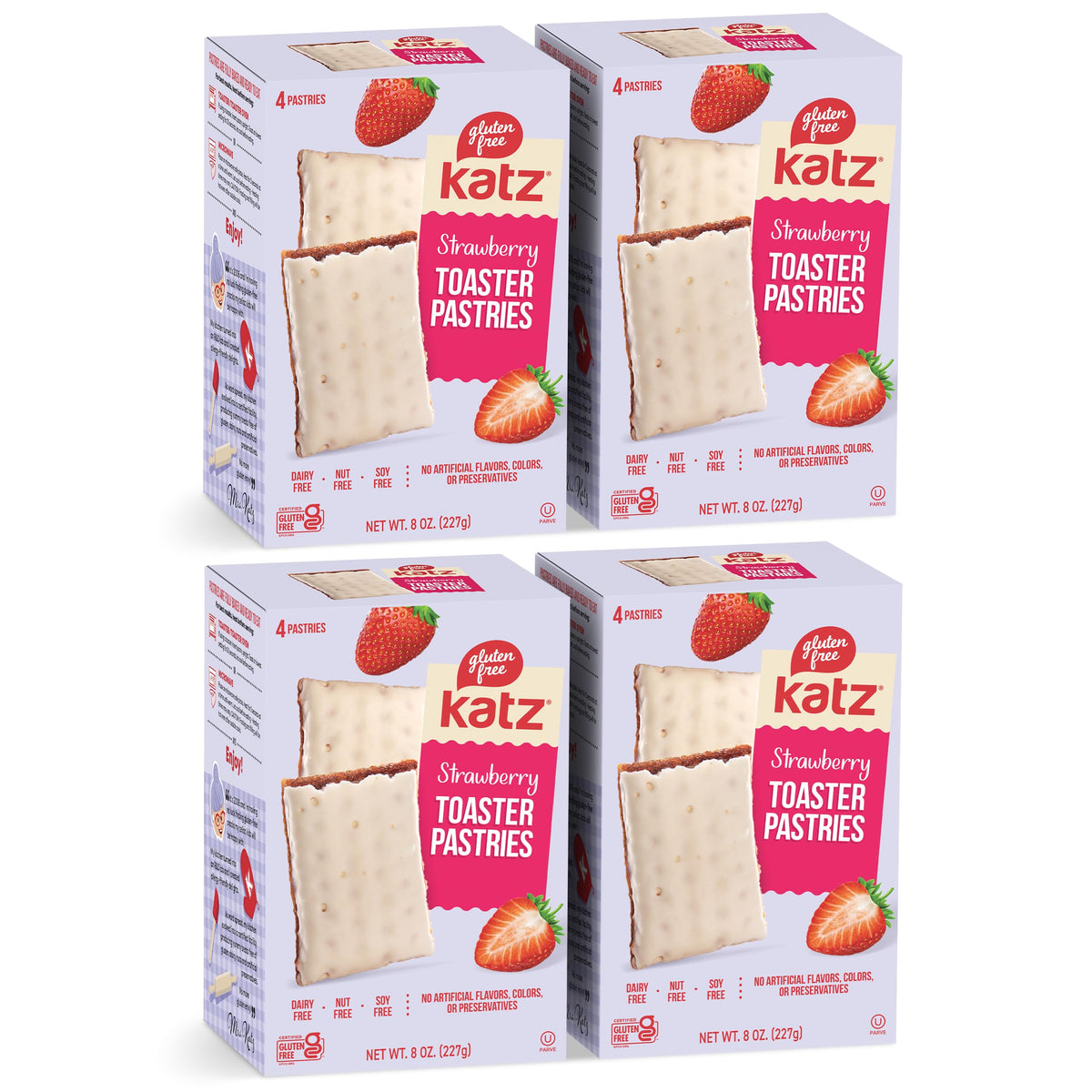 Katz Gluten Free Strawberry Toaster Pastries pack for quick on-the-go snacking.