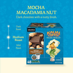 Kauai Coffee Arabica beans show 10% Hawaiian origin in a fragrant roast.