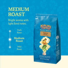 Kauai Coffee brewed cup showing bright aroma and smooth flavor