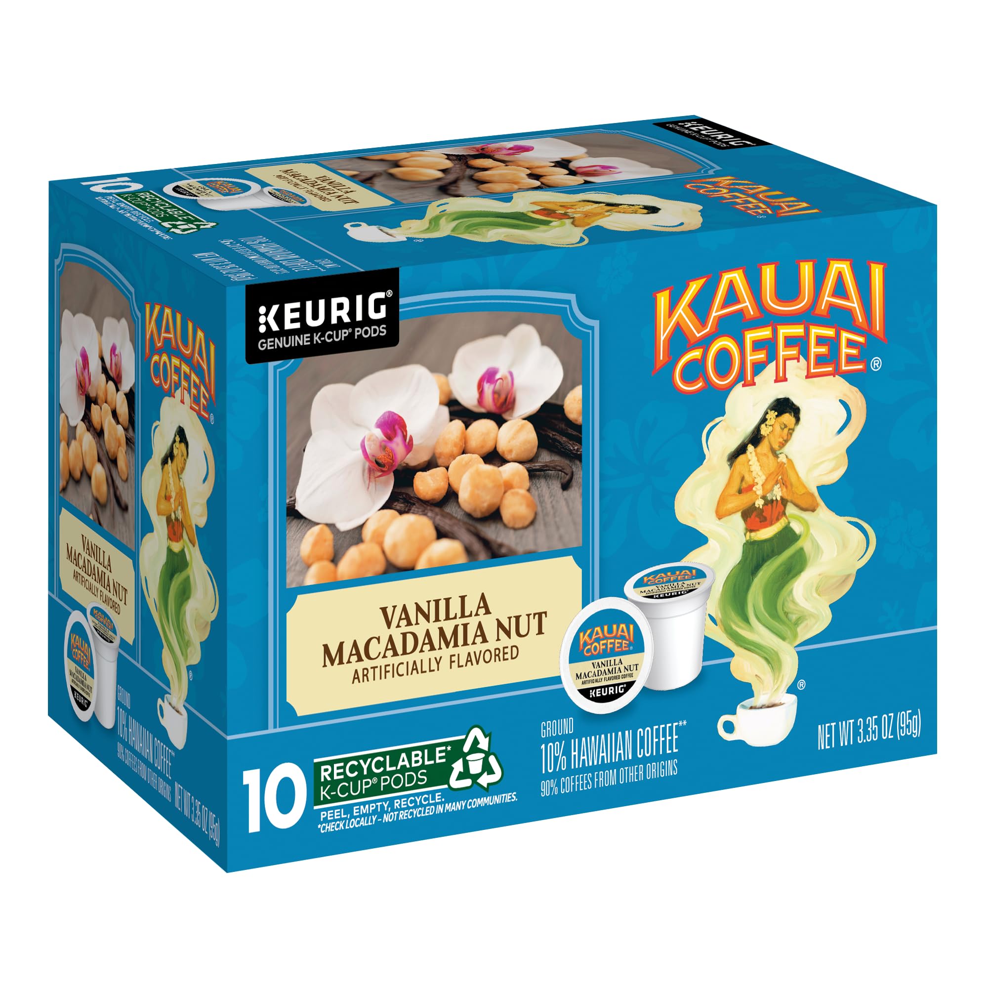 Kauai Coffee Coconut Caramel Crunch pod with tropical sweetness