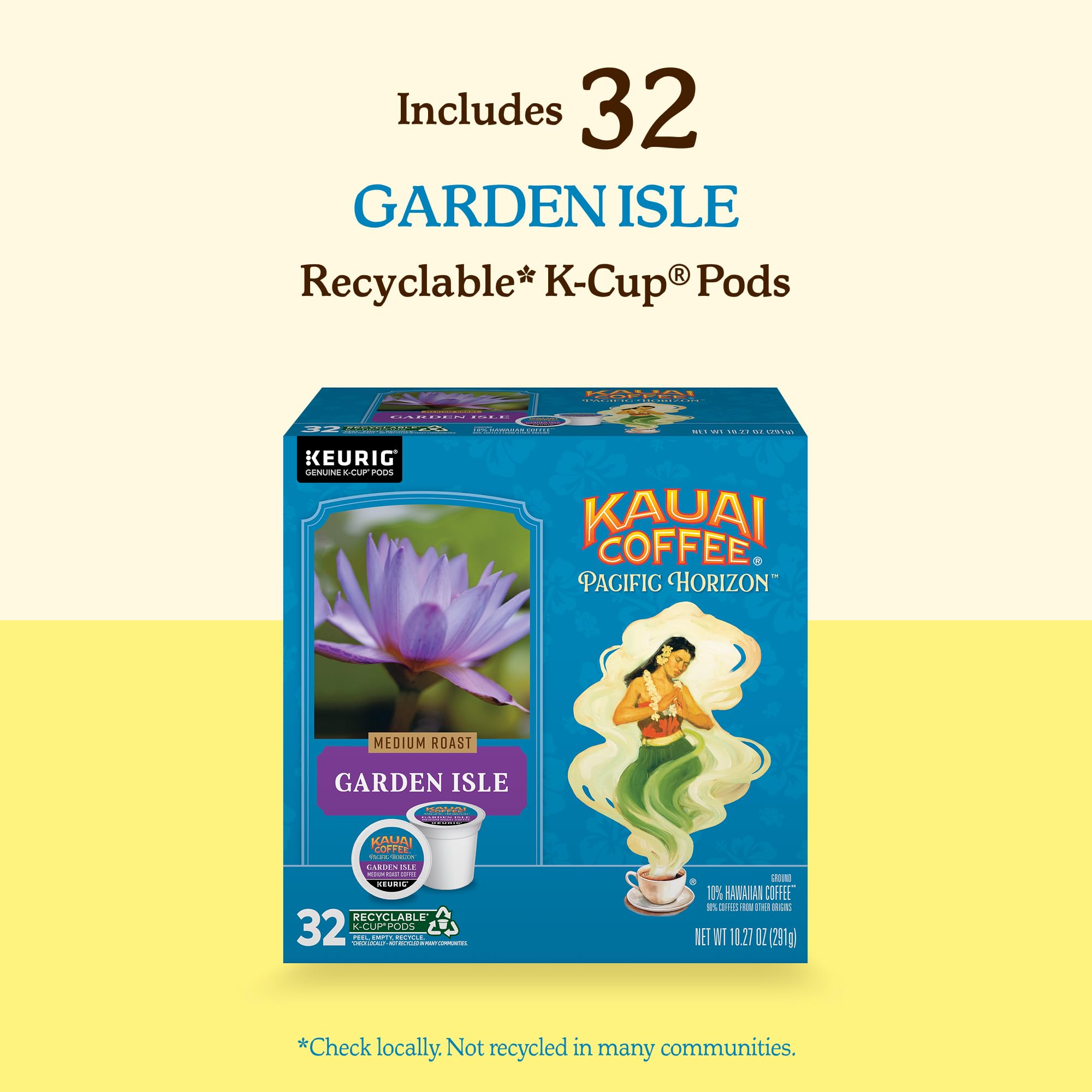 Kauai Coffee Garden Isle 32-pack—great value for regular coffee routines.