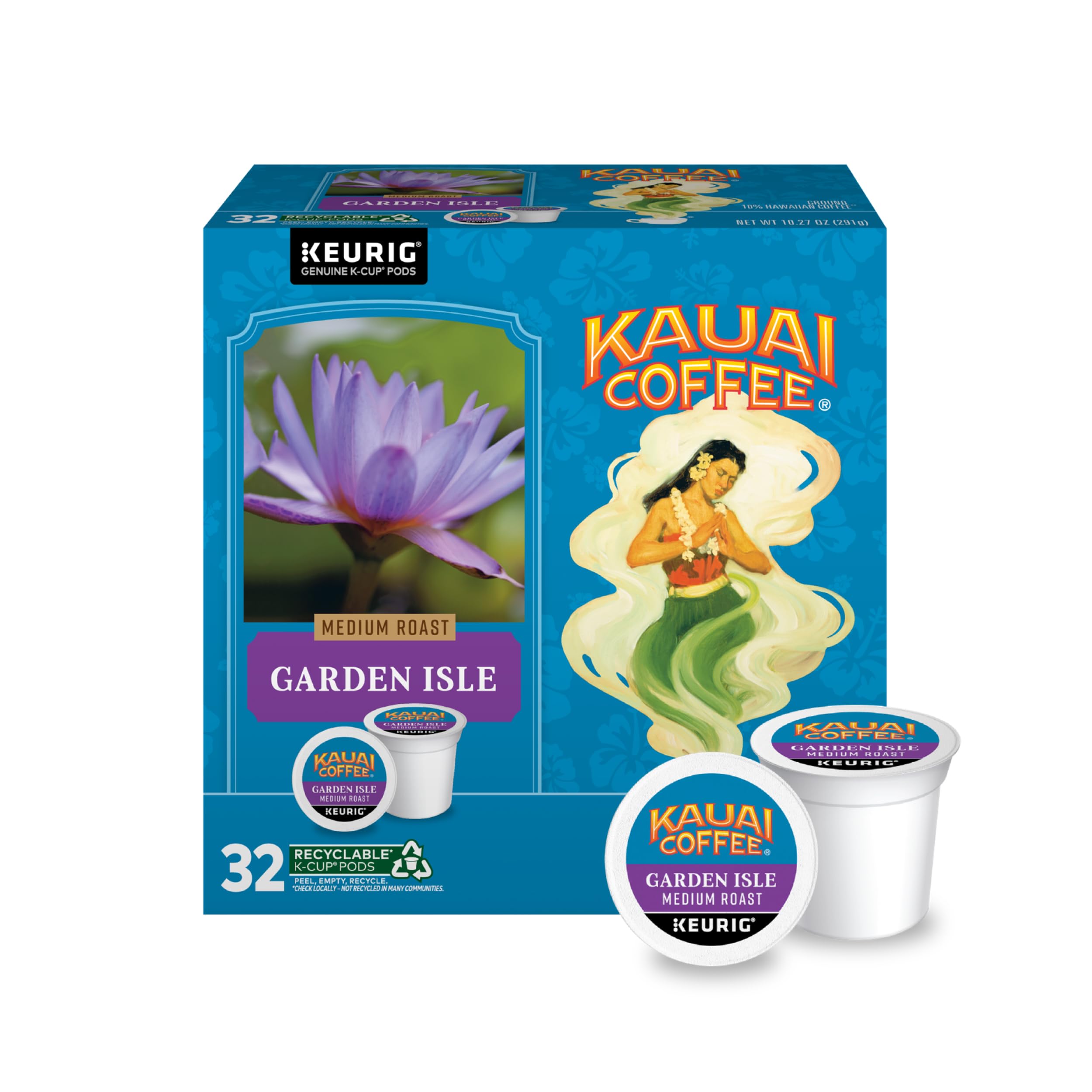 Kauai Coffee Garden Isle K-Cup pod—easy single-serve convenience for quick mornings.