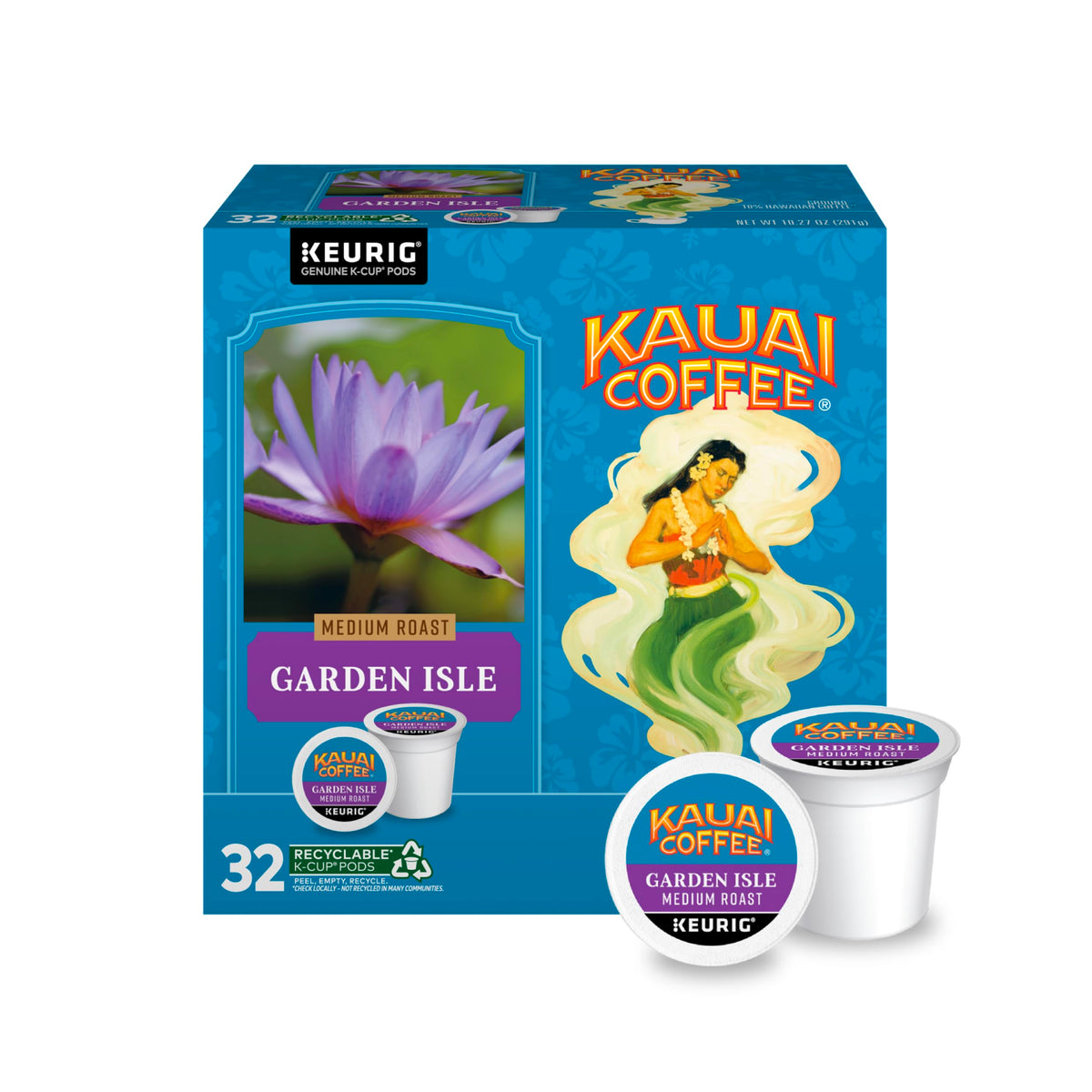 Kauai Coffee Garden Isle K-Cup pod—easy single-serve convenience for quick mornings.