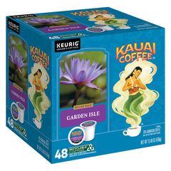 Kauai Coffee Garden Isle K-Cup pack delivers tropical aroma for Keurig brews.