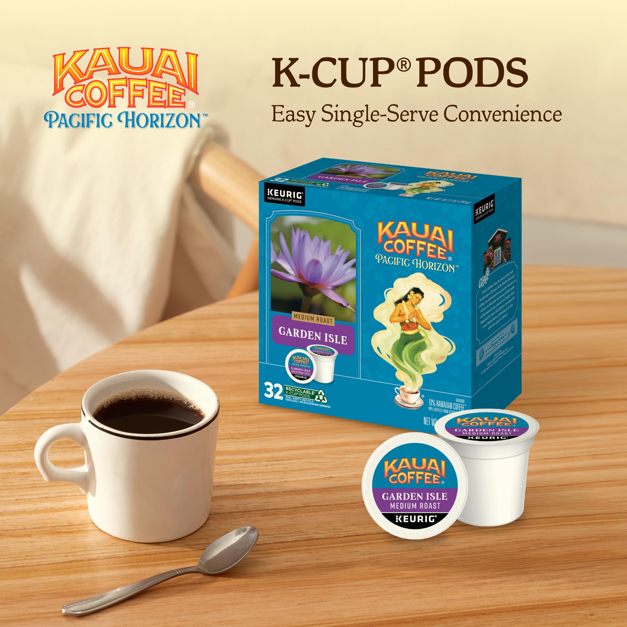 Kauai Coffee Garden Isle Keurig compatibility—perfect fit for quick, clean brewing.