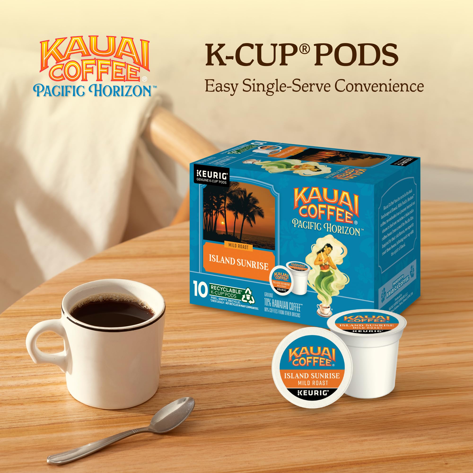 Kauai Coffee display box ready for home or office use
