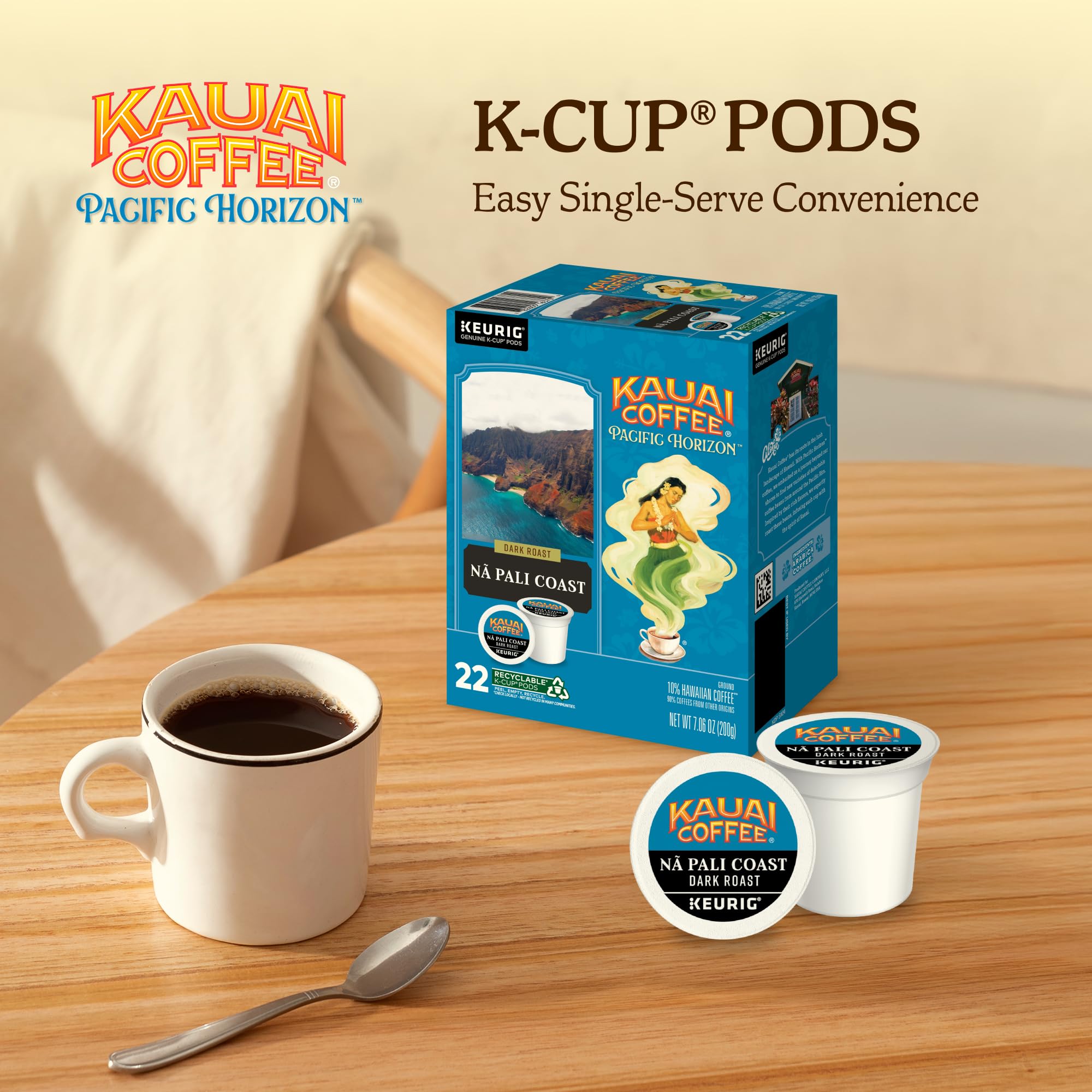 Kauai Coffee Keurig-compatible pod offering quick, consistent coffee at home.