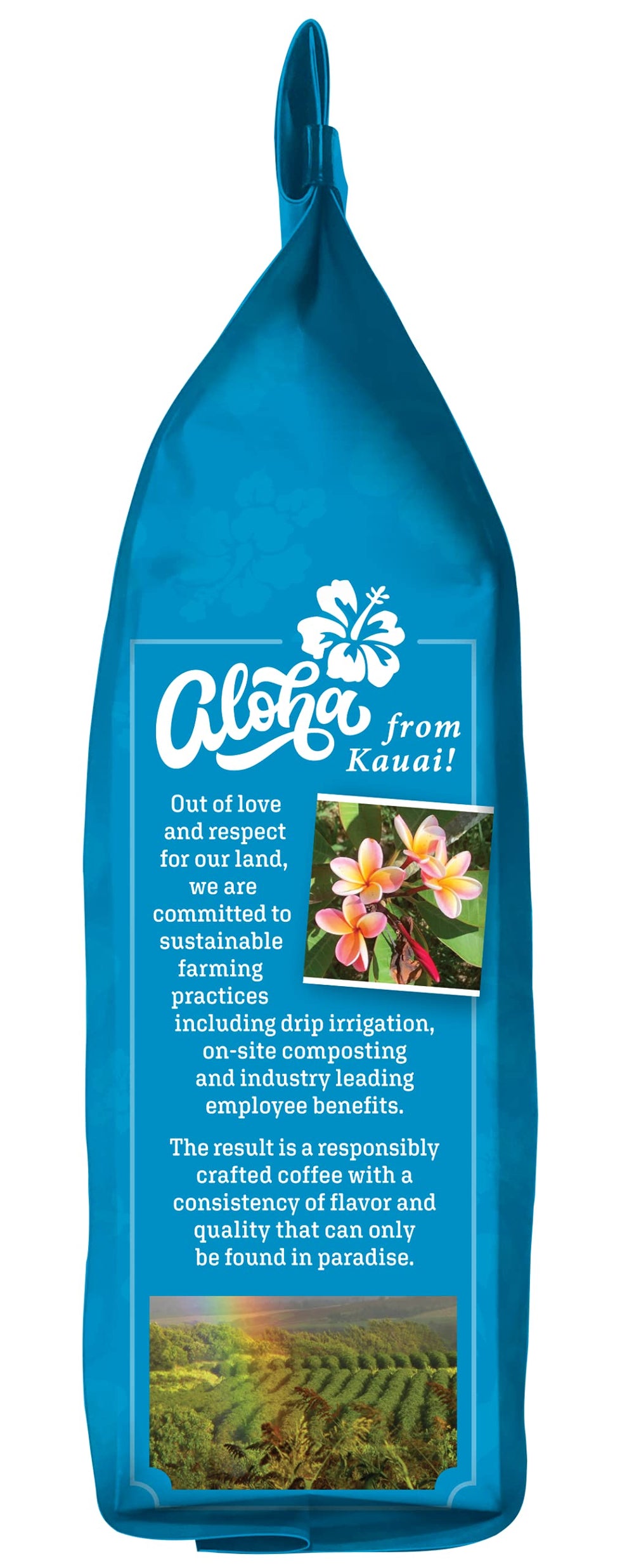 10-ounce Kauai Coffee bag standing ready for daily brewing.
