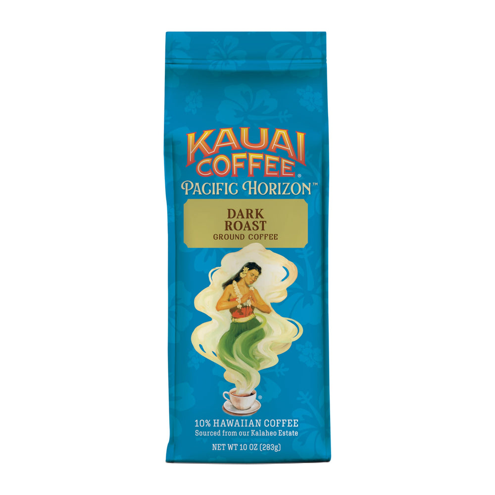 Kauai Coffee Koloa Estate ground coffee bag with premium packaging.