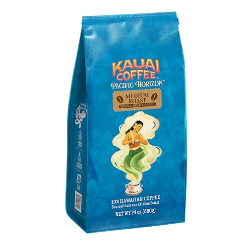 Kauai Coffee Koloa Estate Medium Roast bag back with origin notes.