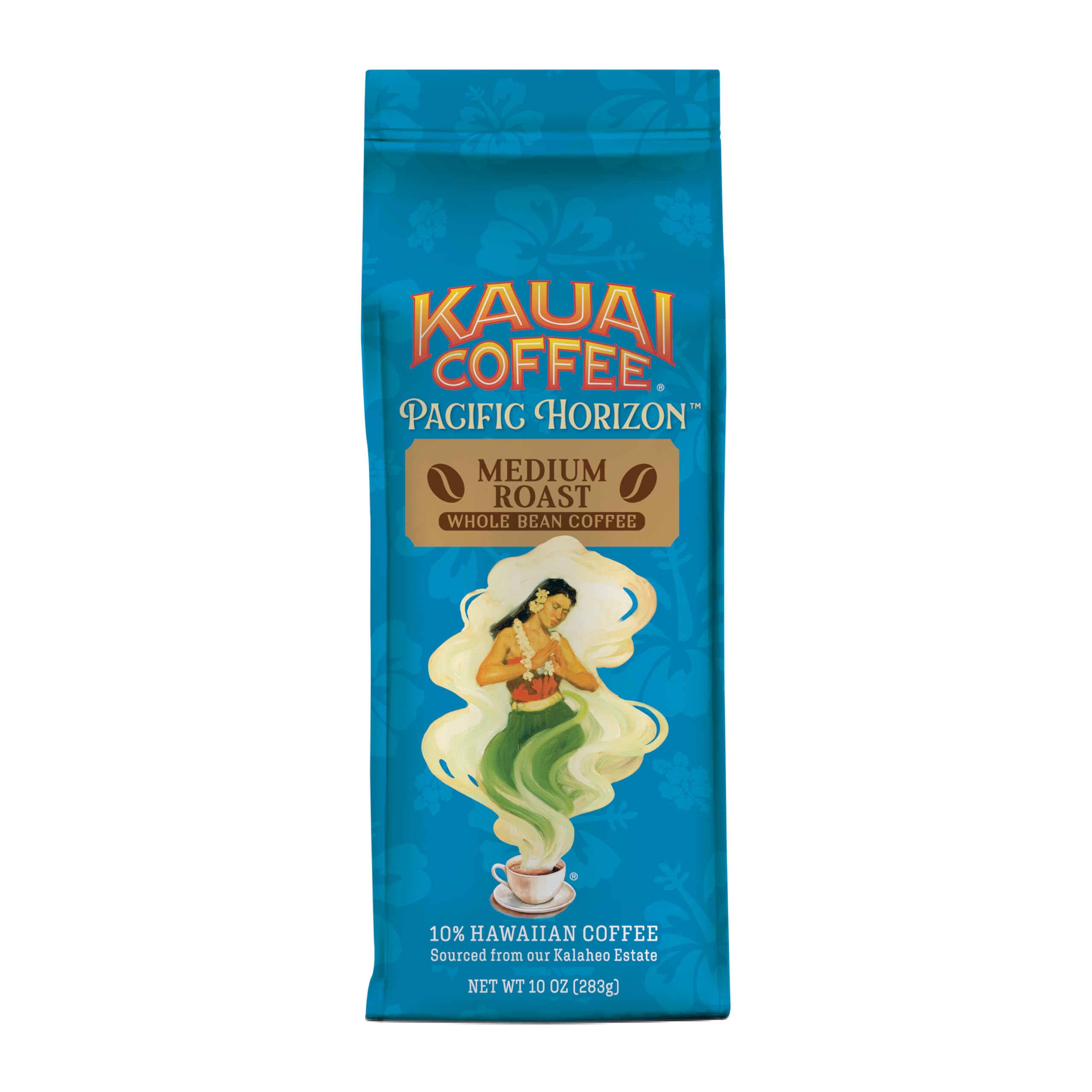 Kauai Coffee Koloa Estate whole bean pack ready for fresh grinding at home.