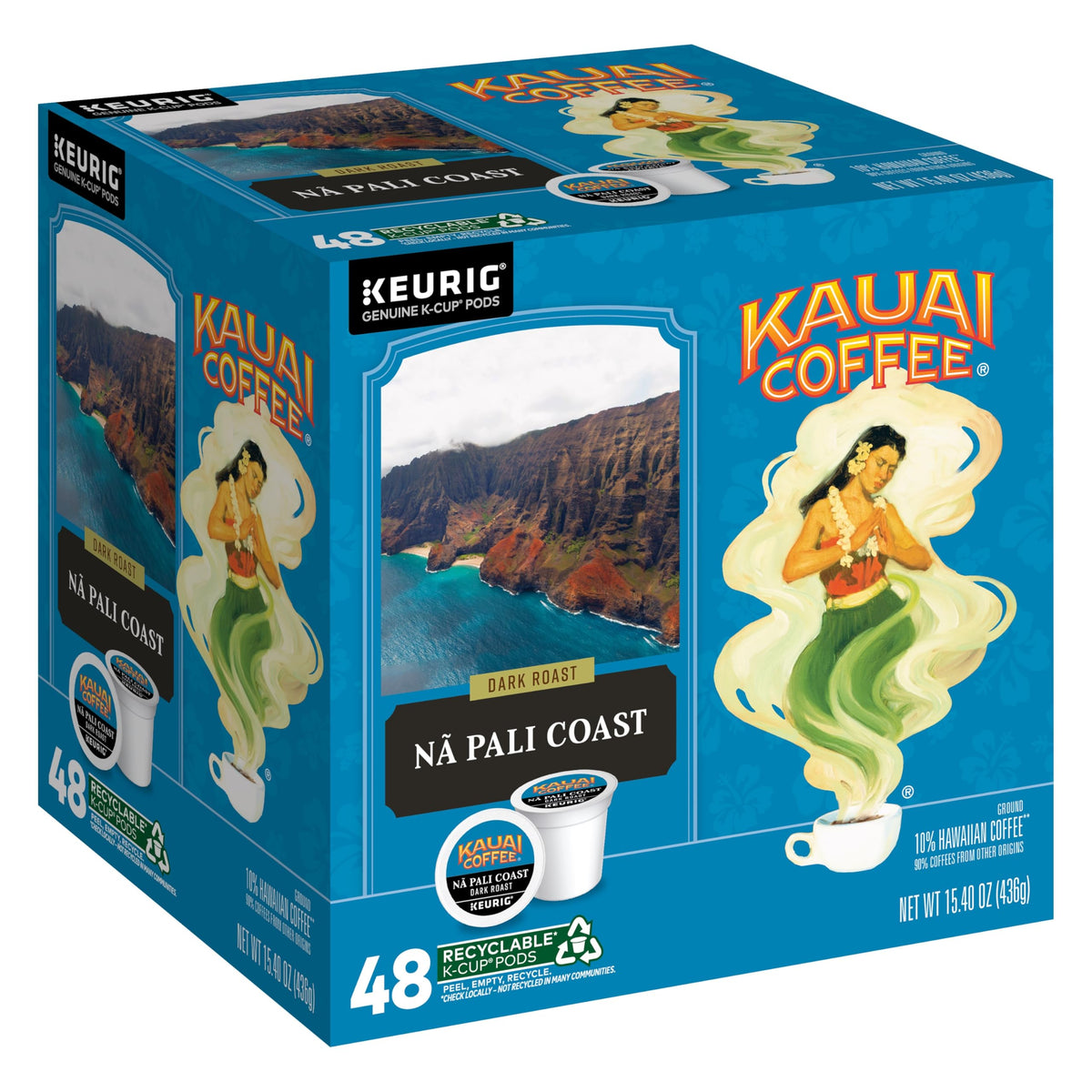 Kauai Coffee Na Pali Coast dark roast K-Cup pod with rich aroma