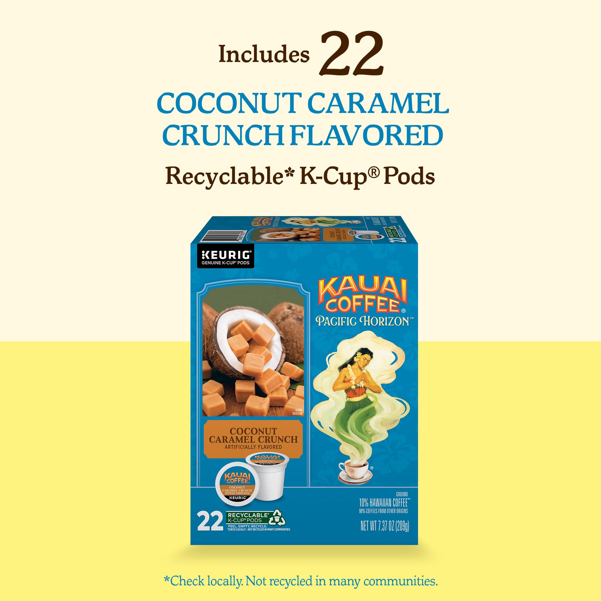 Kauai Coffee recyclable pods packaging, eco-friendly sipping option
