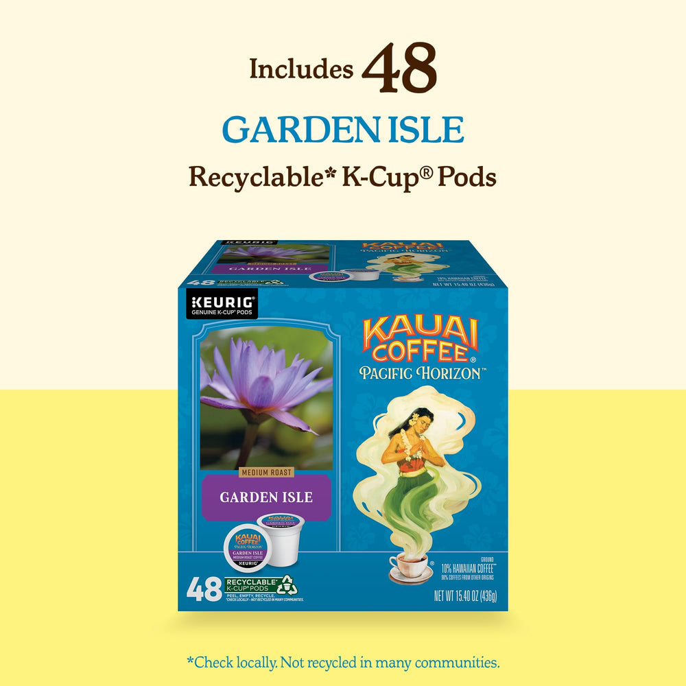 Kauai Coffee recyclable pods support eco-friendly brewing where permitted.