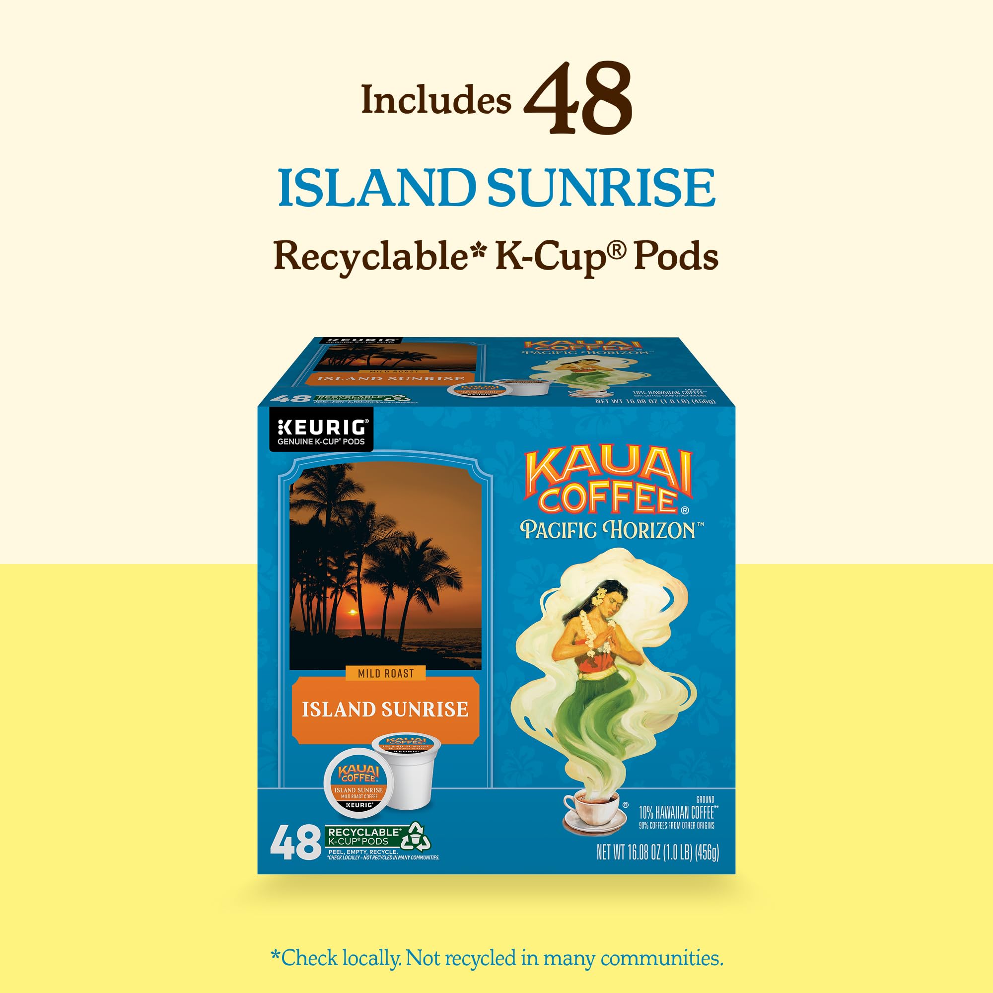 Kauai Coffee recyclable pods for eco-friendly mornings.
