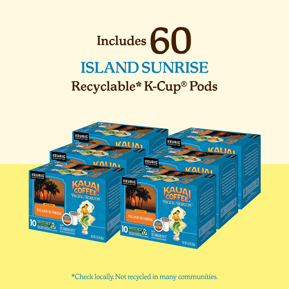 Single-serve Kauai Coffee pod pouring into a mug