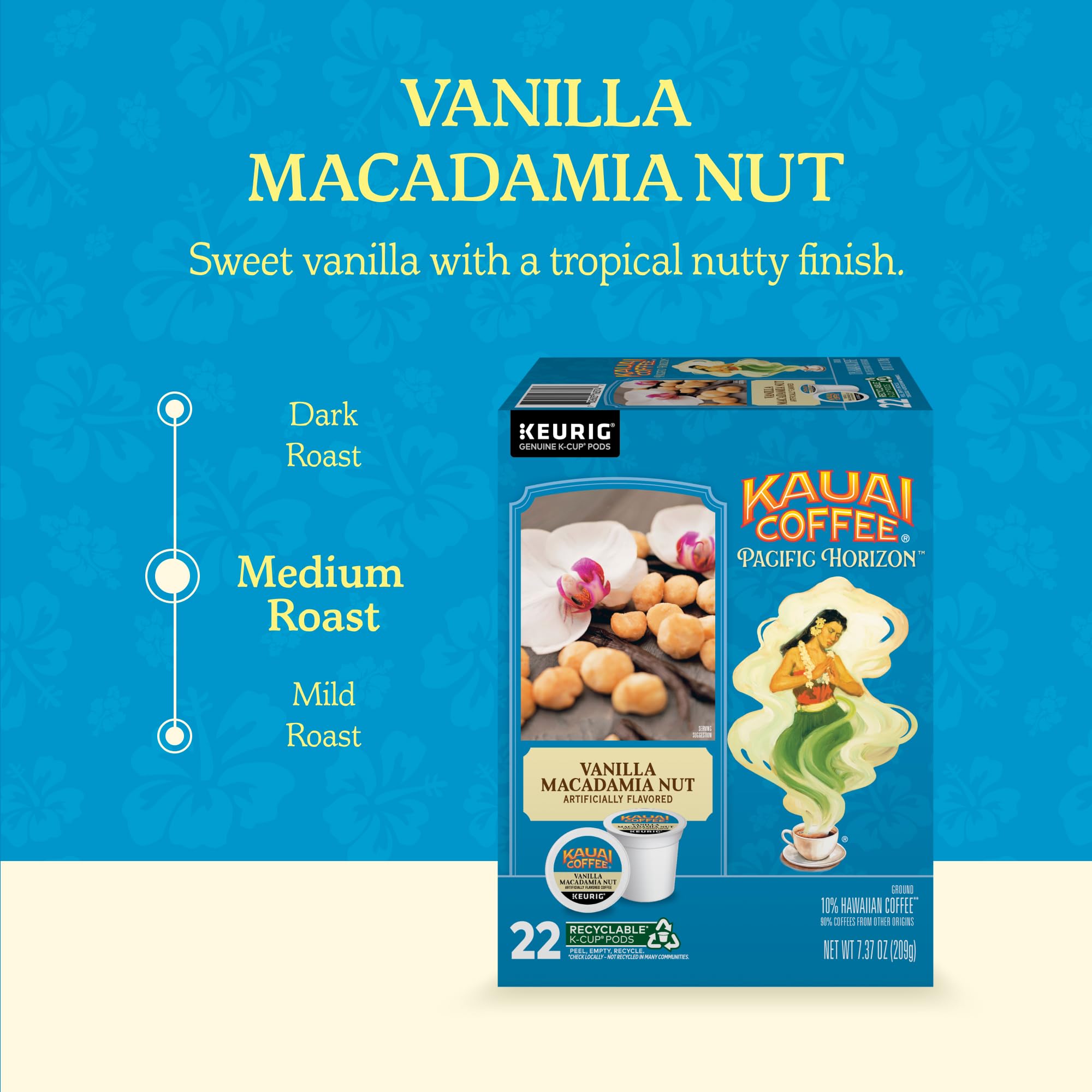 Kauai Coffee Vanilla Macadamia Nut flavor notes highlight vanilla and nutty depth