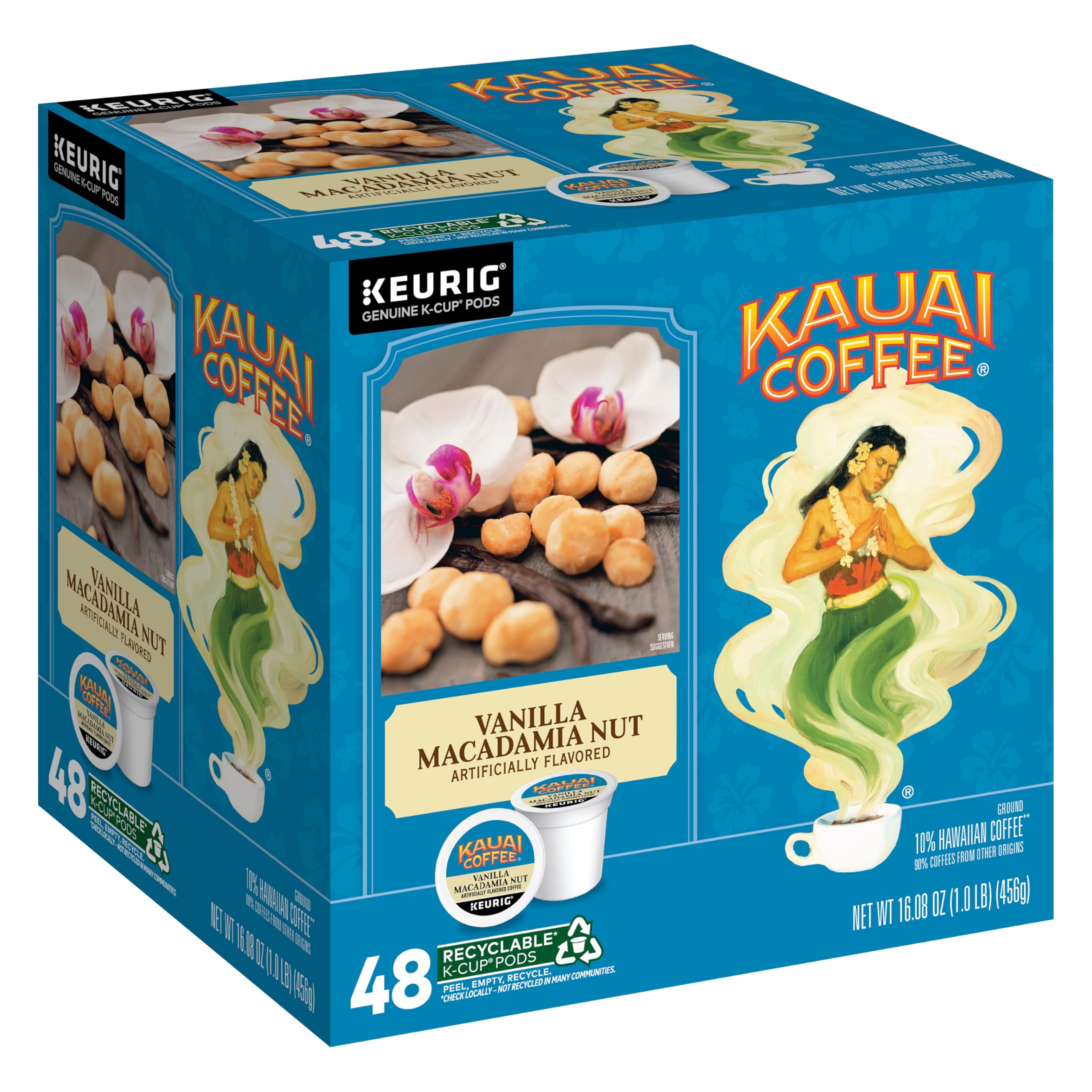Kauai Coffee Vanilla Macadamia Nut K-Cup pod for Keurig brewers, ideal for a quick morning ritual.