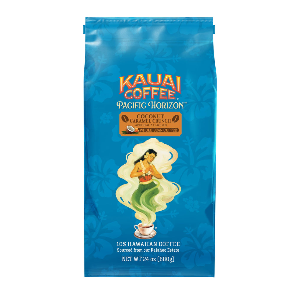 Kauai Coffee whole bean bag front ideal for fresh grinding to preserve aroma