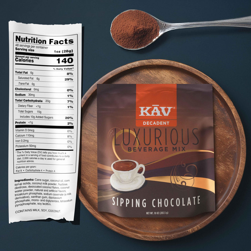 KAV Decadent premium cocoa bean closeup emphasizes quality ingredients.