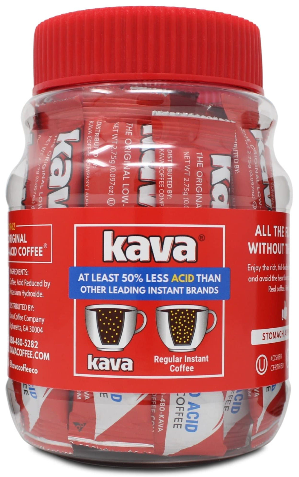 Kava single-serve stick open pack showcases portable coffee solution.