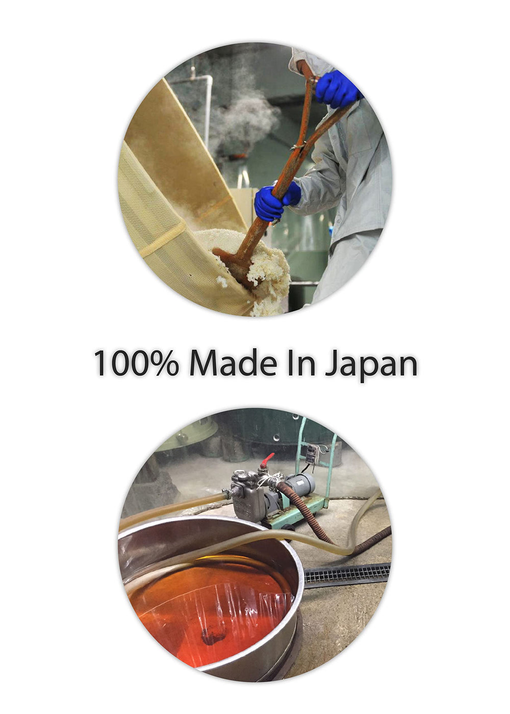 Kawashimaya Mirin ingredients show glutinous rice and koji for natural flavor.