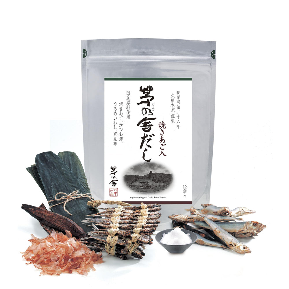 Kayanoya Dashi packaging showcases premium stock powder for quick umami boost.
