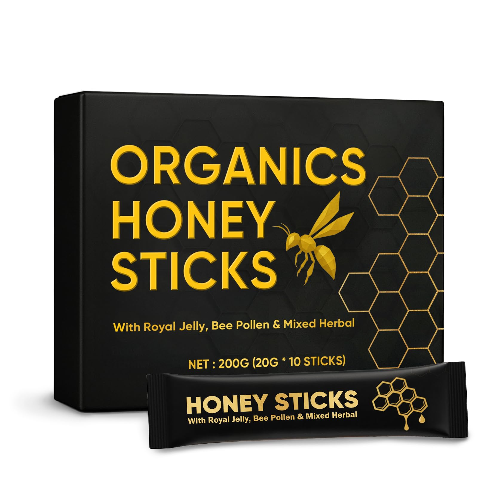 KBKTWOLT Organics Honey Sticks pack-front for convenient daily energy