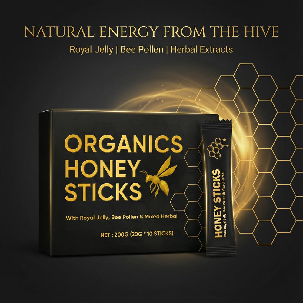 KBKTWOLT Organics Honey Sticks stick-closeup with royal jelly and pollen