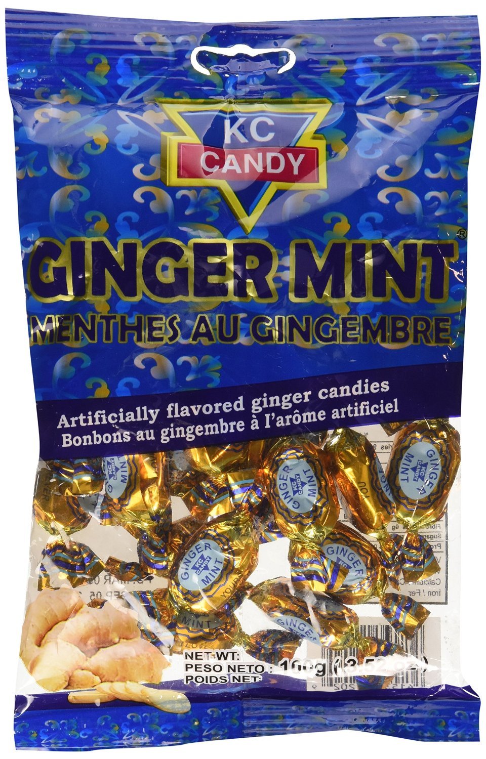 KC Candy Ginger Mints front pack shows convenient 4-pack for on-the-go freshness