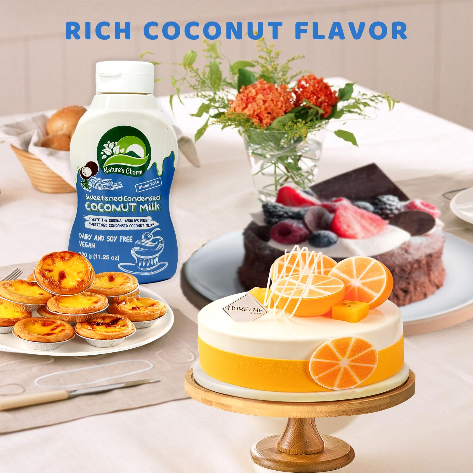 Coconut milk used in baking and desserts with Nature's Charm condensed milk.