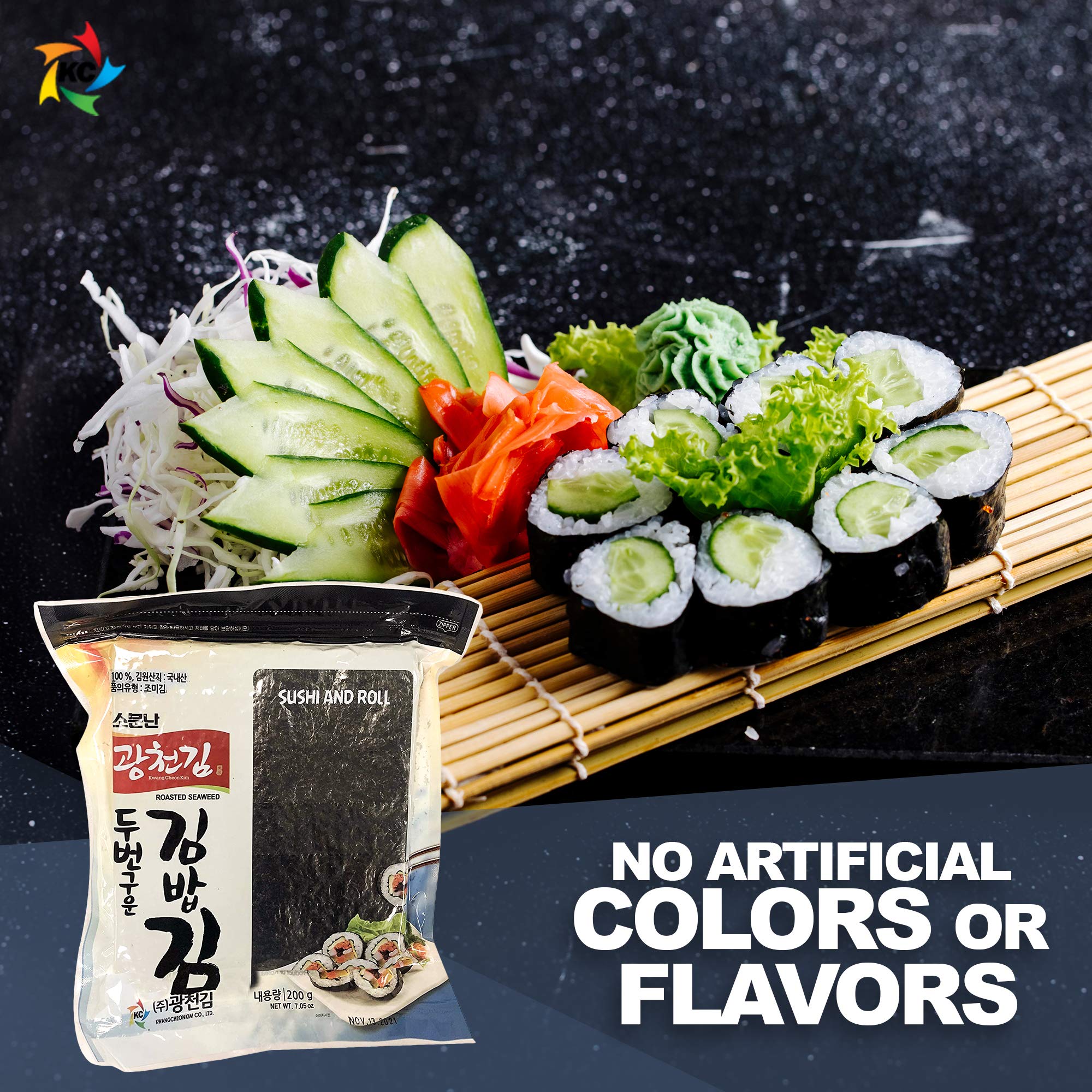 KC KWANGCHEONKIM versatile nori for sushi, kimbap, and garnishes.
