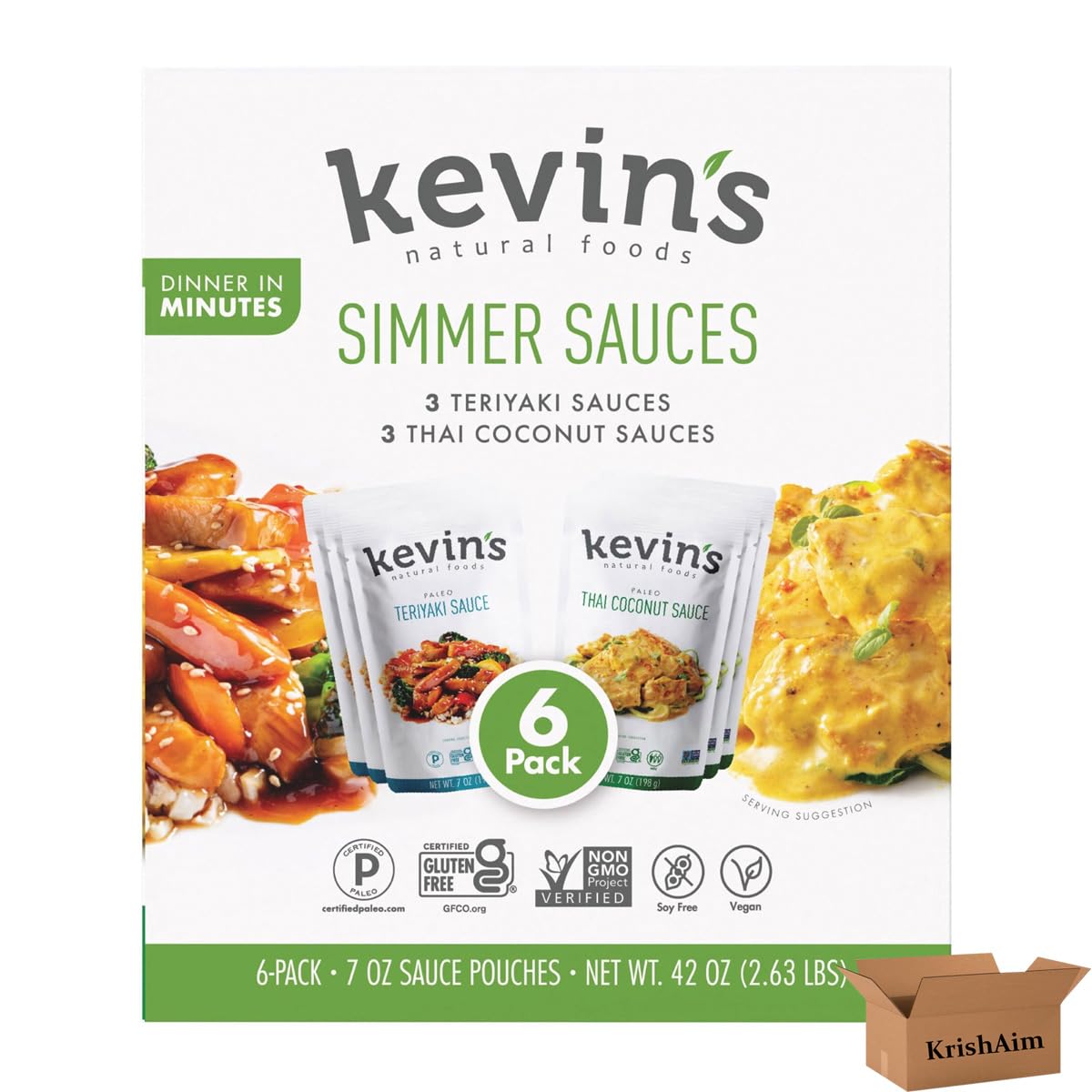 KD Chocolates Kevins simmer sauce Teriyaki-Thai variety pack ready for quick weeknight meals