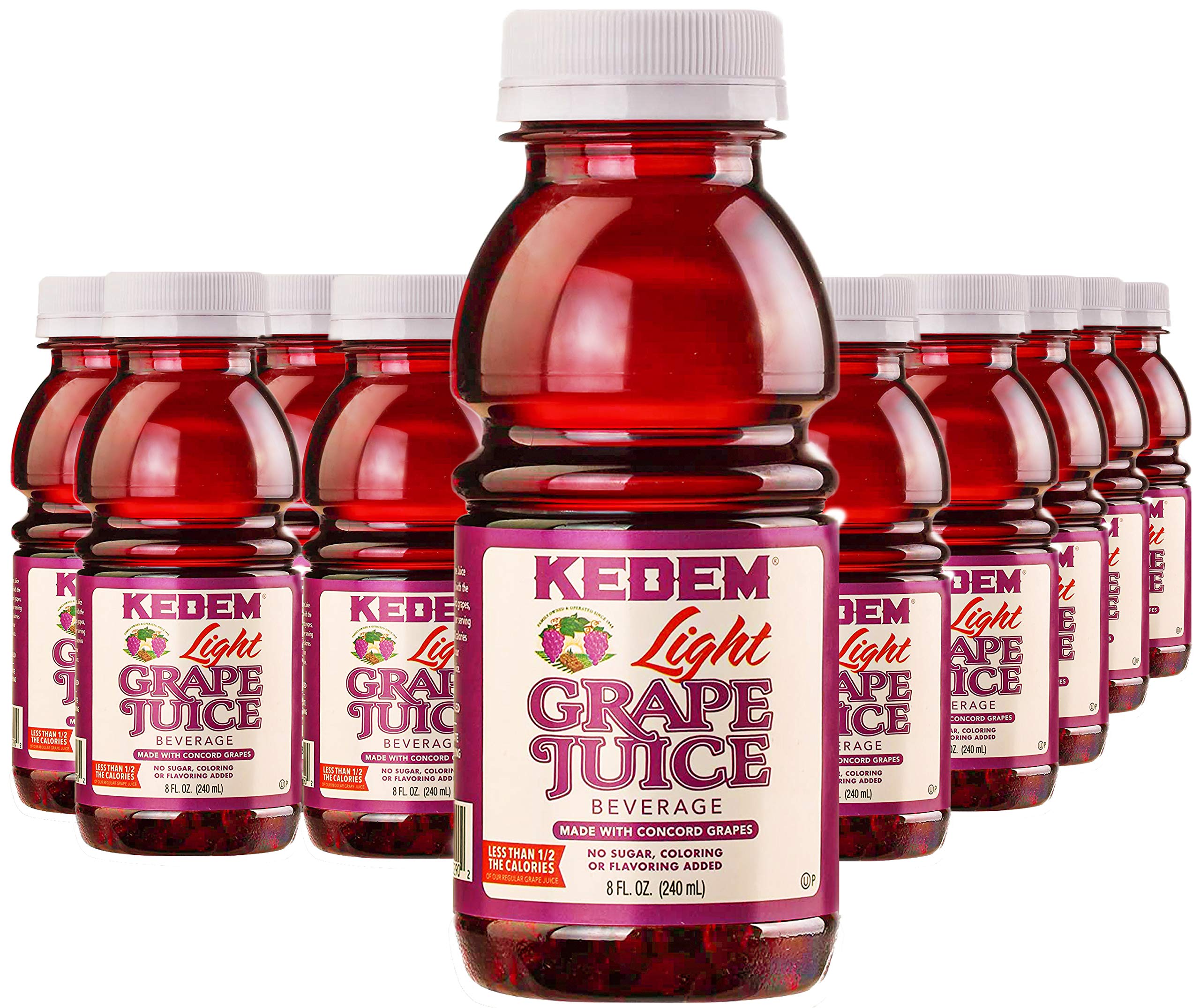 Kedem Light Concord Grape Juice 8oz bottle 24-pack front view, ideal for travel