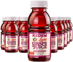 Kedem Light Concord Grape Juice 8oz bottle 24-pack front view, ideal for travel