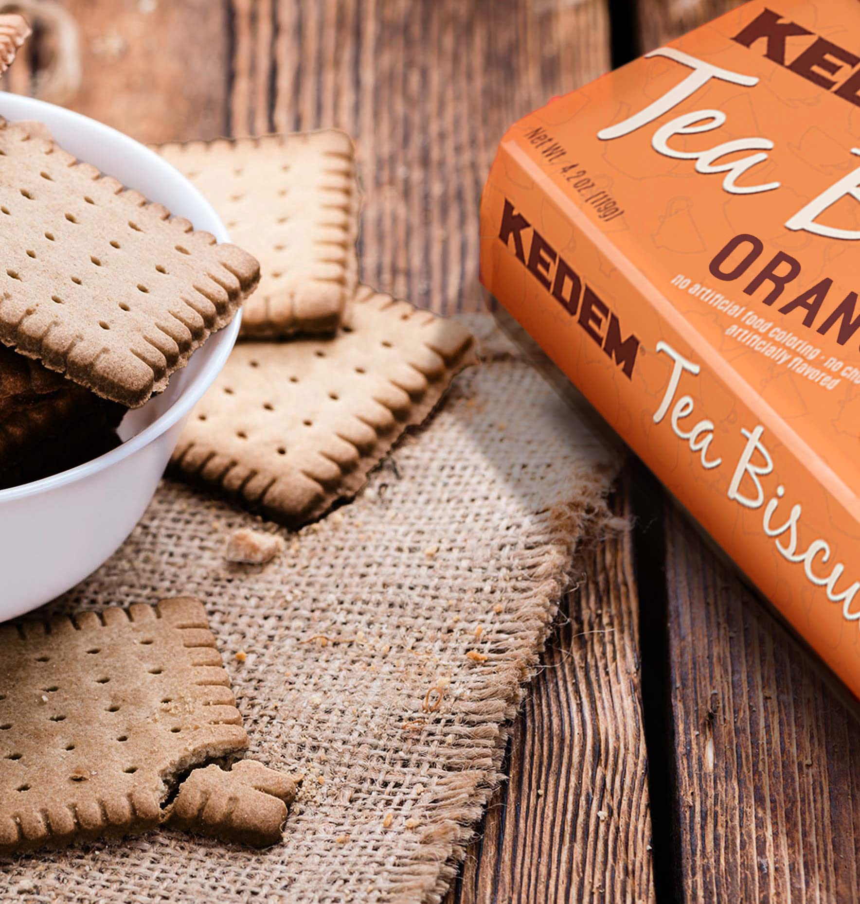 Kedem Orange Tea Biscuits plated with jam, versatile snack option