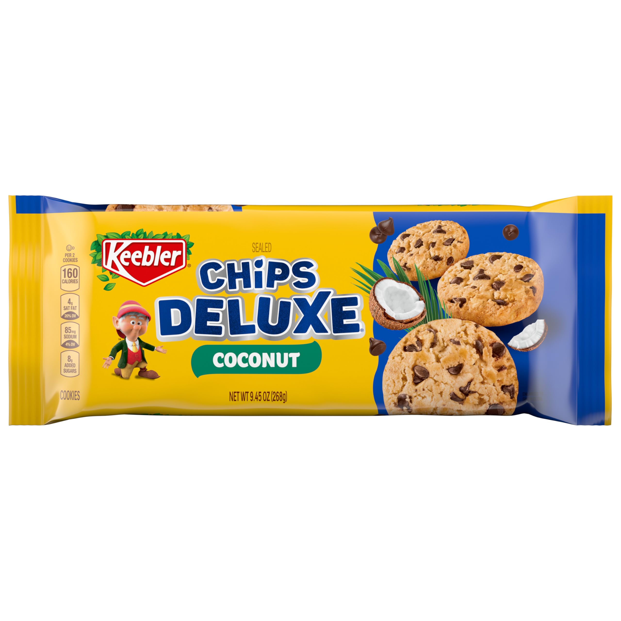 Keebler Chips Deluxe Coconut Cookies in a resealable pack, ideal for sharing.
