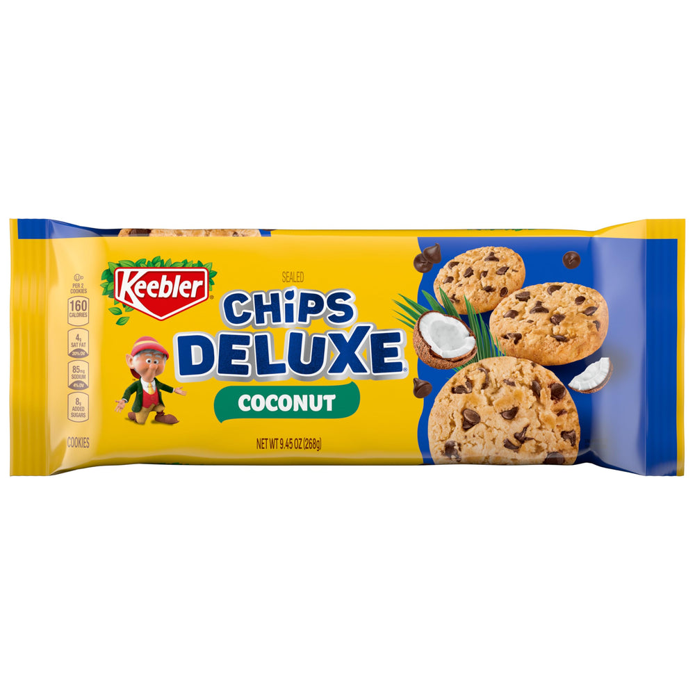 Keebler Chips Deluxe Coconut Cookies in a resealable pack, ideal for sharing.