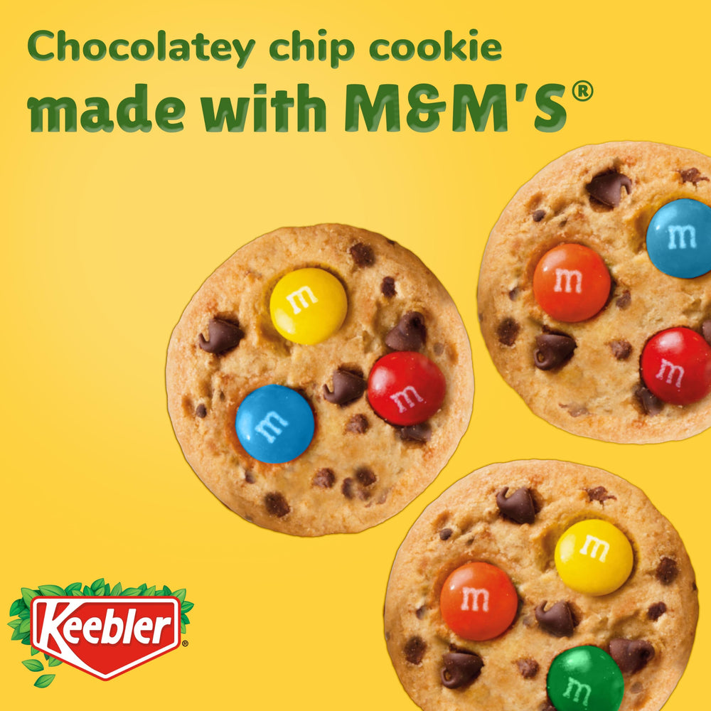 Keebler Chips Deluxe Minis with M&M’s served with milk for a classic pairing.