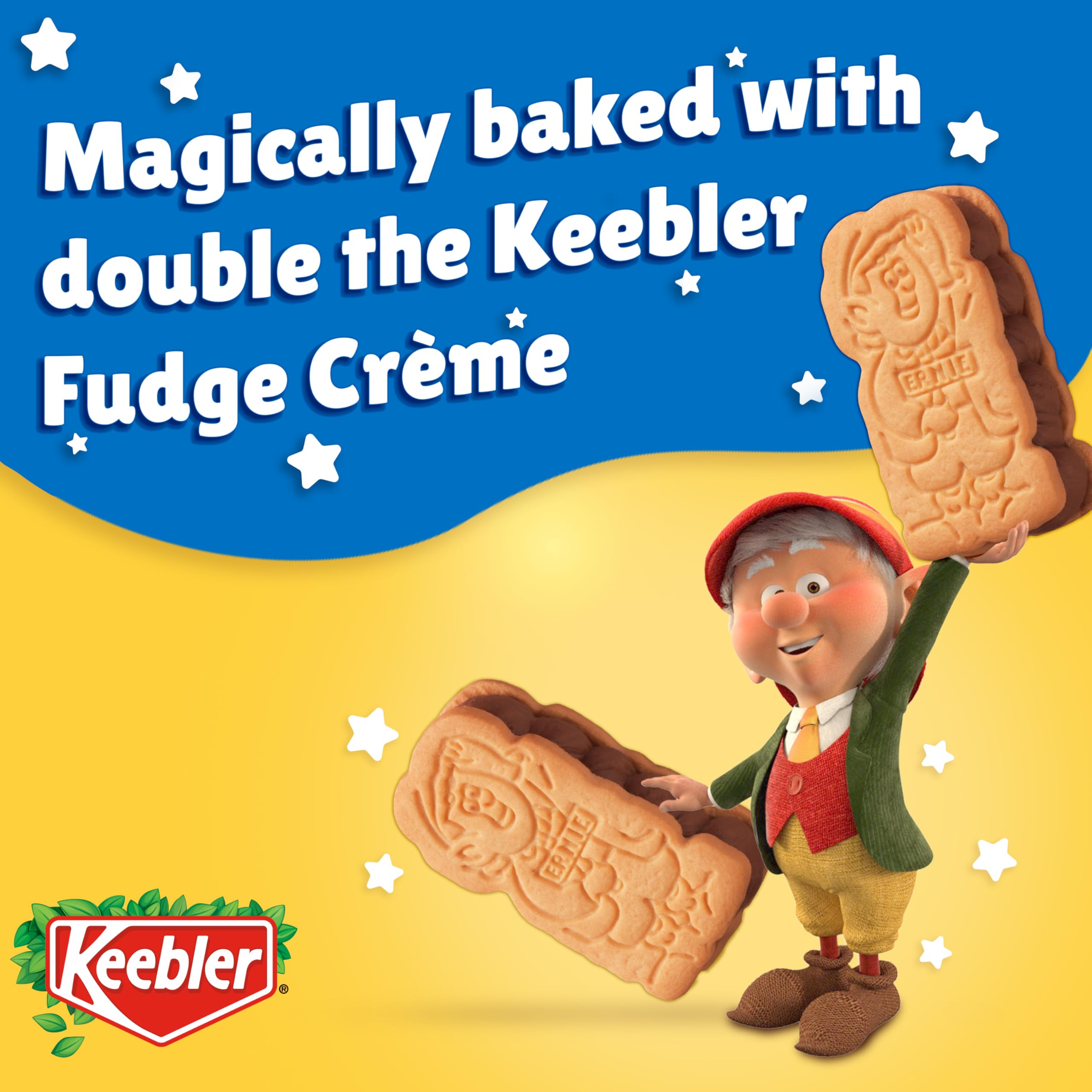 Keebler E.L. Fudge Elfwich paired with milk suggested for a comforting snack.
