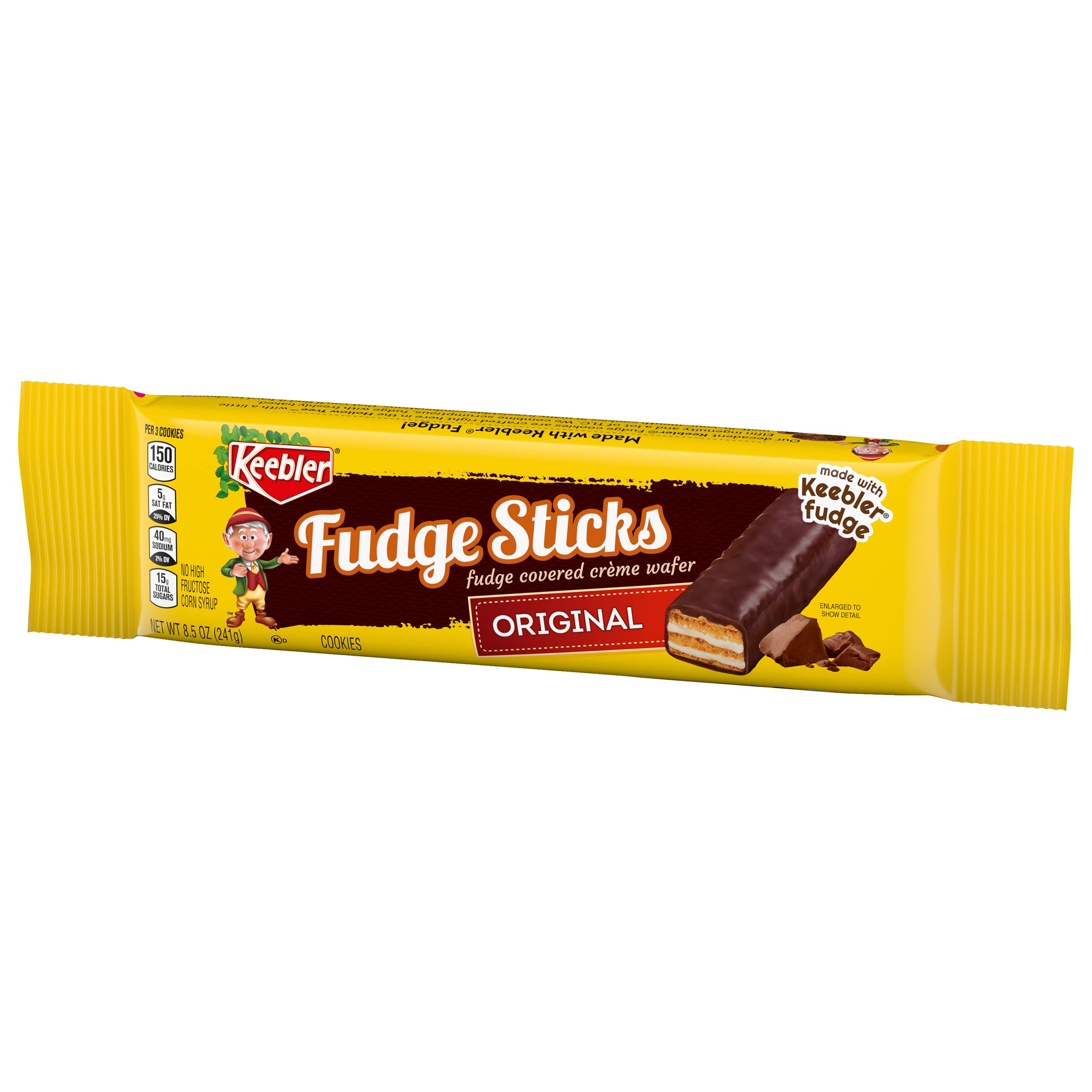 Keebler Fudge Sticks neatly stored on a pantry shelf.