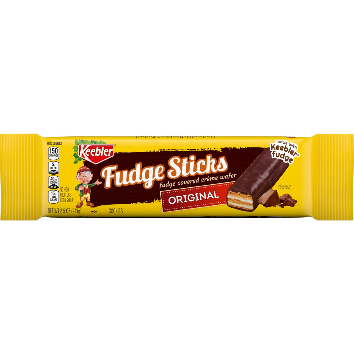 Keebler Fudge Sticks Original packaging in a pantry for easy snack access.