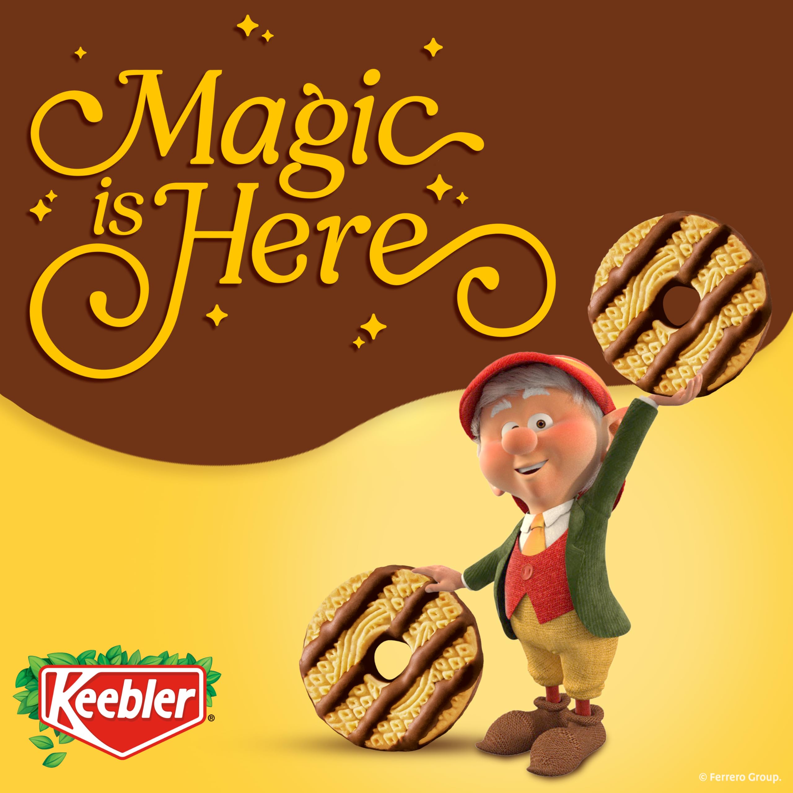 Keebler Fudge Stripes original package on a kitchen shelf, easy to grab.