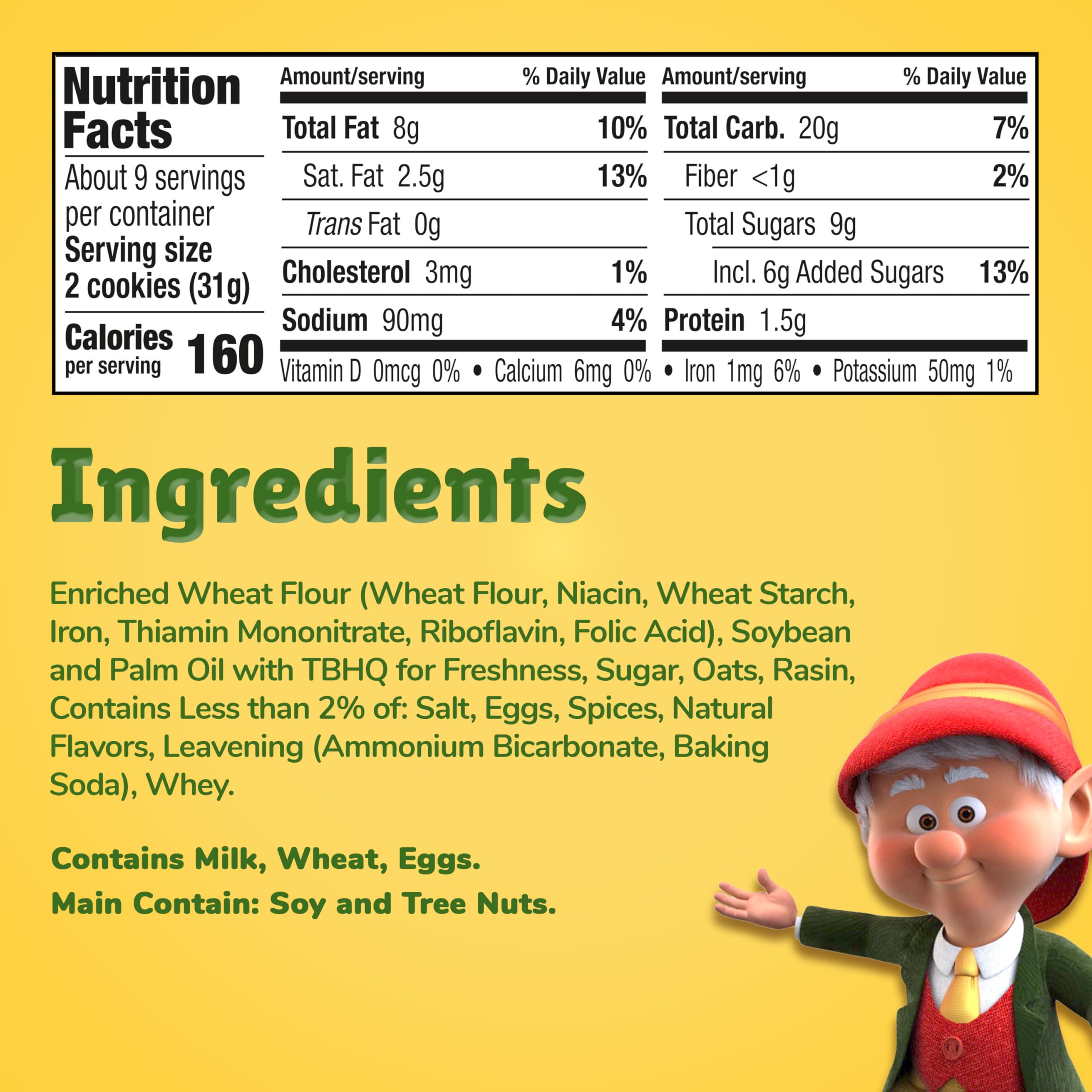 Keebler Sandies Oatmeal Raisin Cookies – close-up texture shows soft, chewy bites for sharing.