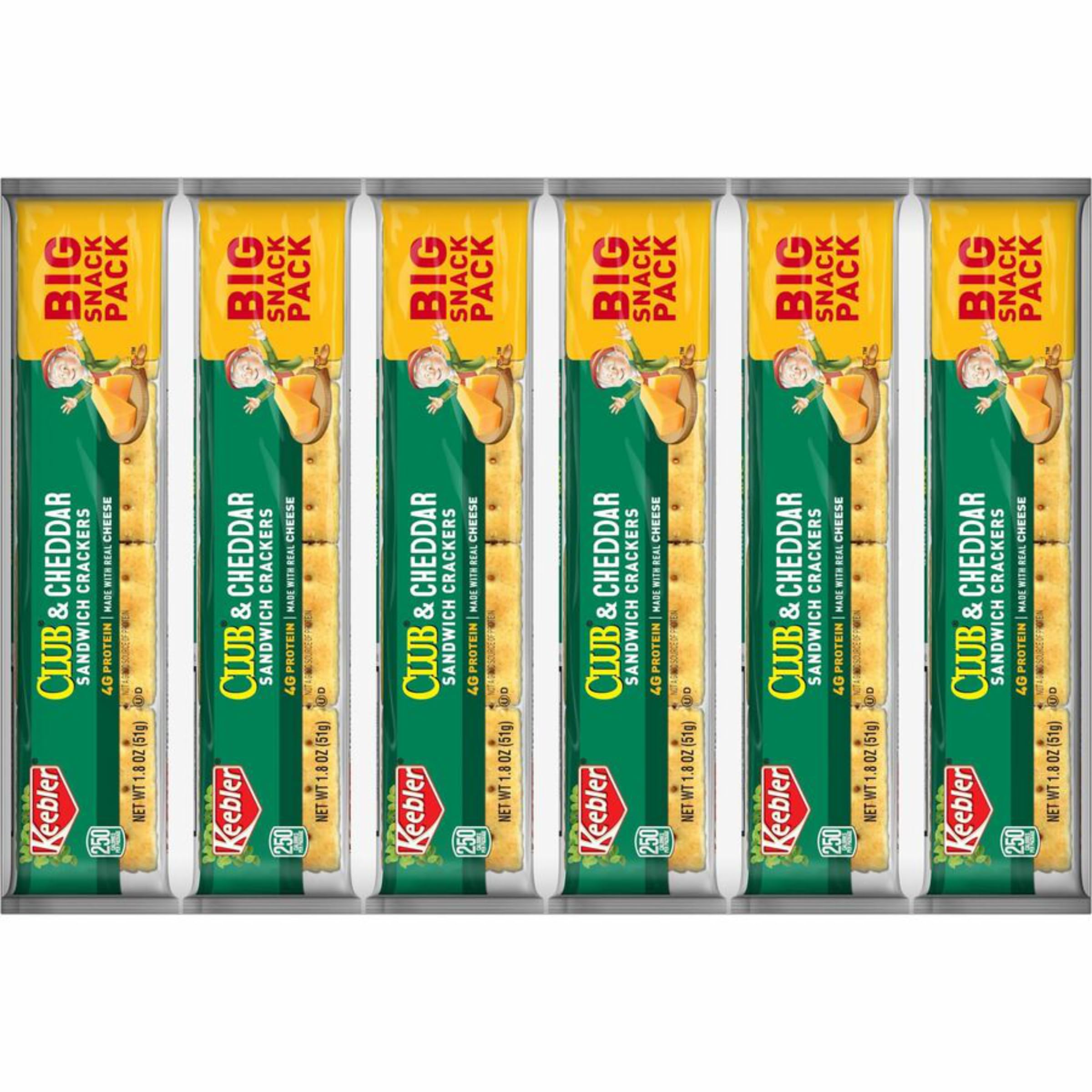 Keebler Club & Cheddar crackers eight crackers per pack detail