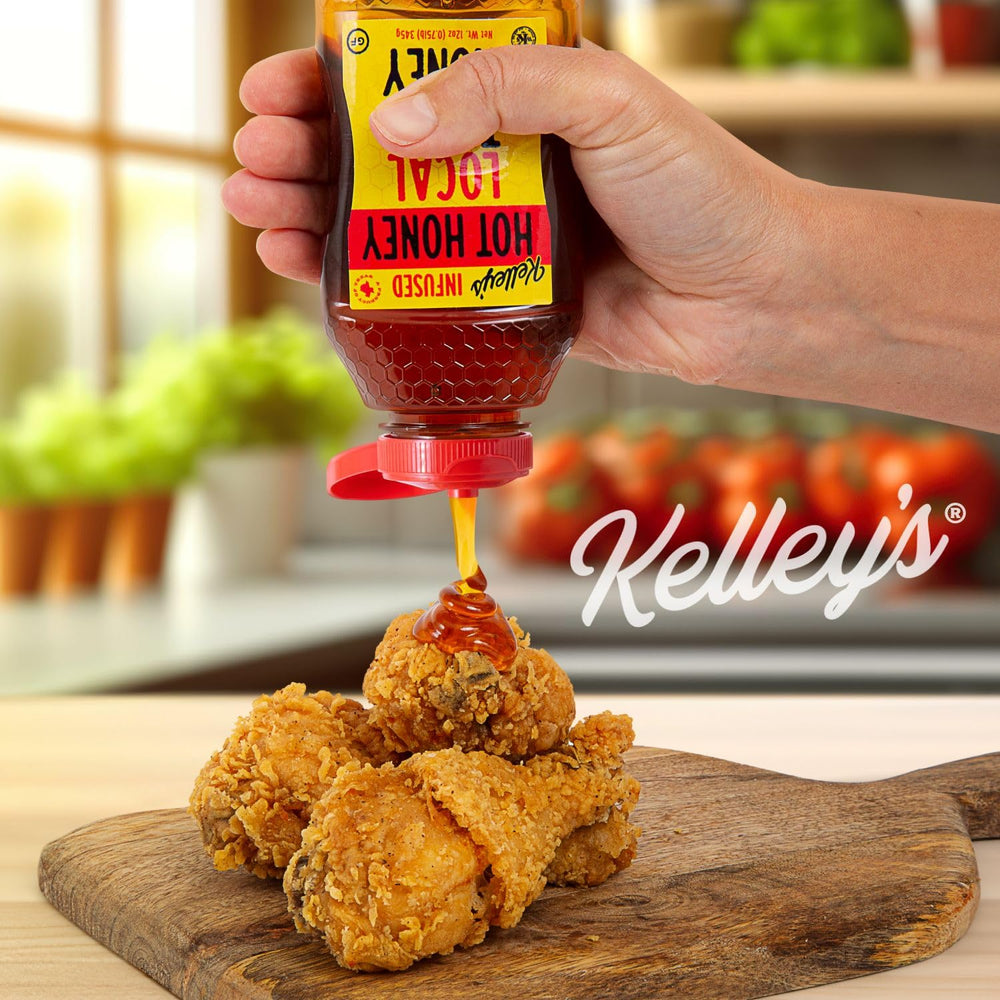 Kelley's Hot Honey drizzled over cornbread glaze