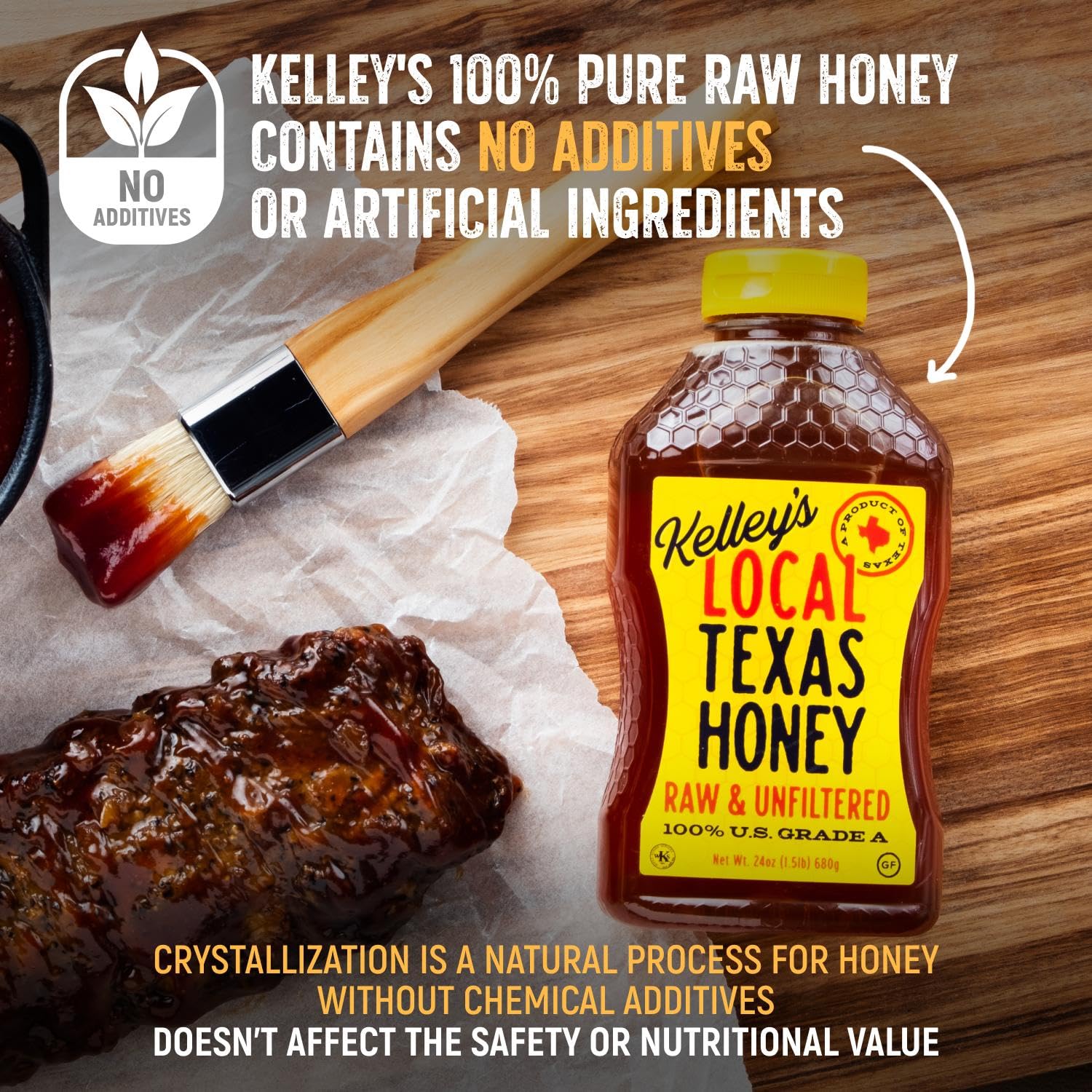 Teaspoon of Kelleys honey stirred into tea for natural sweetness.