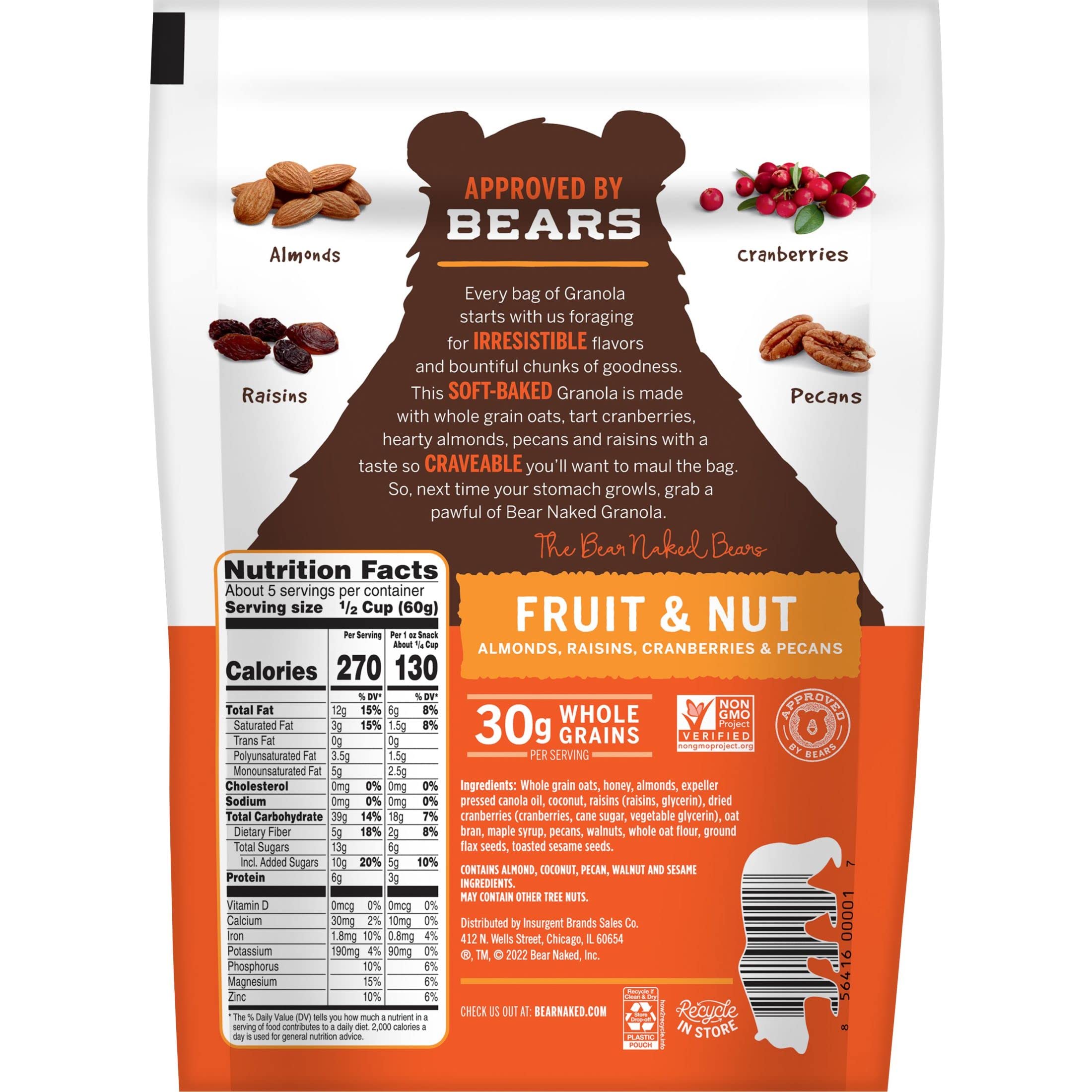 Kellogg's Bear Naked on-the-go snack packaging, portable resealable pouch for busy days